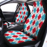White Red And Blue Argyle Pattern Print Universal Fit Car Seat Covers 102422