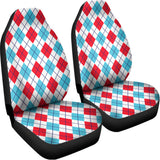 White Red And Blue Argyle Pattern Print Universal Fit Car Seat Covers 102422