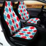 White Red And Blue Argyle Pattern Print Universal Fit Car Seat Covers 102422