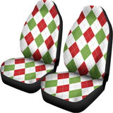White Red And Green Argyle Pattern Print Universal Fit Car Seat Covers 102422