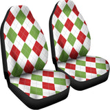 White Red And Green Argyle Pattern Print Universal Fit Car Seat Covers 102422