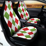 White Red And Green Argyle Pattern Print Universal Fit Car Seat Covers 102422