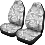 White Snow Camouflage Print Universal Fit Car Seat Covers 102422