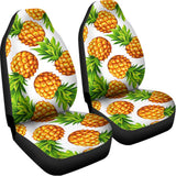 White Summer Pineapple Pattern Print Universal Fit Car Seat Covers 102422