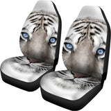 White Tiger Portrait Print Universal Fit Car Seat Covers 102422