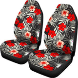 White Tropical Hibiscus Pattern Print Universal Fit Car Seat Covers 102422