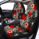 White Tropical Hibiscus Pattern Print Universal Fit Car Seat Covers 102422