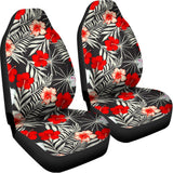 White Tropical Hibiscus Pattern Print Universal Fit Car Seat Covers 102422
