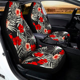 White Tropical Hibiscus Pattern Print Universal Fit Car Seat Covers 102422