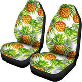 White Tropical Pineapple Pattern Print Universal Fit Car Seat Covers 102422
