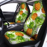 White Tropical Pineapple Pattern Print Universal Fit Car Seat Covers 102422