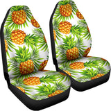 White Tropical Pineapple Pattern Print Universal Fit Car Seat Covers 102422