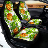 White Tropical Pineapple Pattern Print Universal Fit Car Seat Covers 102422