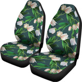 White Tulip Pattern Print Universal Fit Car Seat Covers 102422