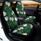 White Tulip Pattern Print Universal Fit Car Seat Covers 102422