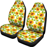 White Watercolor Sunflower Pattern Print Universal Fit Car Seat Covers 102422