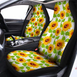 White Watercolor Sunflower Pattern Print Universal Fit Car Seat Covers 102422
