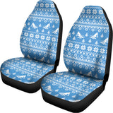 Winter Ski Knitting Pattern Print Universal Fit Car Seat Covers 102422