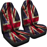 Wrinkled Union Jack British Flag Print Universal Fit Car Seat Covers 102422