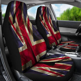 Wrinkled Union Jack British Flag Print Universal Fit Car Seat Covers 102422