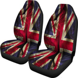 Wrinkled Union Jack British Flag Print Universal Fit Car Seat Covers 102422