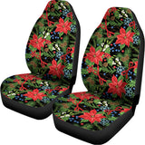 Xmas Poinsettia Pattern Print Universal Fit Car Seat Covers 102422