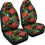 Xmas Poinsettia Pattern Print Universal Fit Car Seat Covers 102422