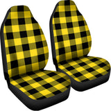 Yellow And Black Buffalo Check Print Universal Fit Car Seat Covers 102422