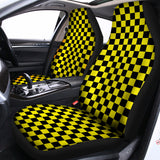 Yellow And Black Checkered Pattern Print Universal Fit Car Seat Covers 102422