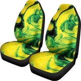 Yellow And Green Acid Melt Print Universal Fit Car Seat Covers 102422