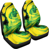 Yellow And Green Acid Melt Print Universal Fit Car Seat Covers 102422