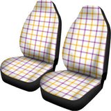 Yellow And Purple Tattersall Print Universal Fit Car Seat Covers 102422
