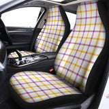 Yellow And Purple Tattersall Print Universal Fit Car Seat Covers 102422