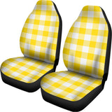 Yellow And White Buffalo Check Print Universal Fit Car Seat Covers 102422