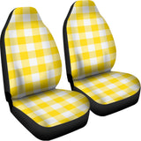 Yellow And White Buffalo Check Print Universal Fit Car Seat Covers 102422