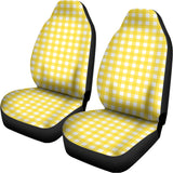 Yellow And White Check Pattern Print Universal Fit Car Seat Covers 102422
