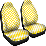 Yellow And White Checkered Pattern Print Universal Fit Car Seat Covers 102422