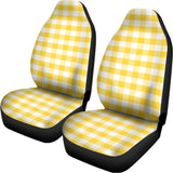 Yellow And White Gingham Pattern Print Universal Fit Car Seat Covers 102422