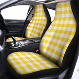 Yellow And White Gingham Pattern Print Universal Fit Car Seat Covers 102422