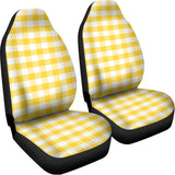 Yellow And White Gingham Pattern Print Universal Fit Car Seat Covers 102422