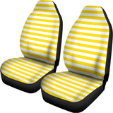 Yellow And White Striped Pattern Print Universal Fit Car Seat Covers 102422