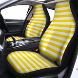 Yellow And White Striped Pattern Print Universal Fit Car Seat Covers 102422