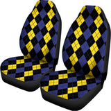 Yellow Black And Blue Argyle Print Universal Fit Car Seat Covers 102422