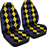 Yellow Black And Blue Argyle Print Universal Fit Car Seat Covers 102422