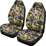 Yellow Black And Grey Digital Camo Print Universal Fit Car Seat Covers 102422