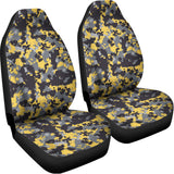 Yellow Black And Grey Digital Camo Print Universal Fit Car Seat Covers 102422