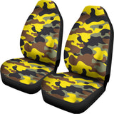 Yellow Brown And Black Camouflage Print Universal Fit Car Seat Covers 102422