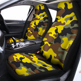 Yellow Brown And Black Camouflage Print Universal Fit Car Seat Covers 102422