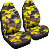 Yellow Brown And Black Camouflage Print Universal Fit Car Seat Covers 102422