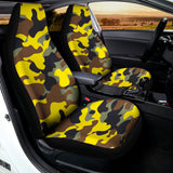 Yellow Brown And Black Camouflage Print Universal Fit Car Seat Covers 102422